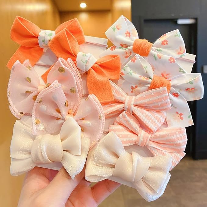 20pcs Orange Small Dog Hair Bows, Handmade Mix Style Bowknot Top Knot for Yorkie Holiday Daily Grooming