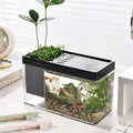 Mini Betta Fish Aquarium, Multi-Purpose Desktop Office Tank, 0.2 Gallon Plastic Gold Fish Tank - Create Different Desktop Landscape (Black)