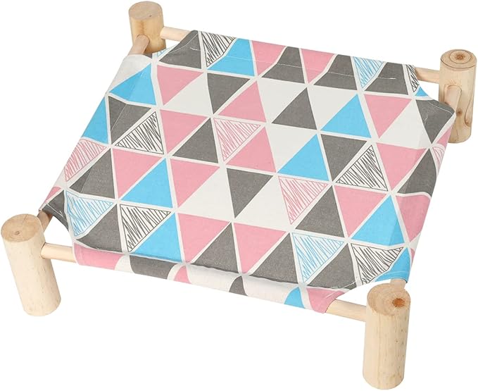 Patas Lague Cat and Dog Hammock Bed for Small Dogs, Brethable Wooden Cat Pet Rabbit Elevated Cooling Outdoor Bed Cots Furniture for All Seasons Triangles