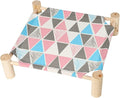 Patas Lague Cat and Dog Hammock Bed for Small Dogs, Brethable Wooden Cat Pet Rabbit Elevated Cooling Outdoor Bed Cots Furniture for All Seasons Triangles