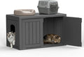 Hidden Cat Litter Box, Cat Litter Box Enclosure Furniture with Double Door, Indoor Outdoor Cat House, Adjustable Partition & Side End Table Design, Easy to Clean & Assemble(Black)