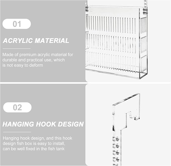 COHEALI Hanging Fish Isolation Box Acrylic Guppy Breeding Separator Aquarium Nursery Fry Tank Medium Size for Aquarium Fish and Mini Parrot Breeding