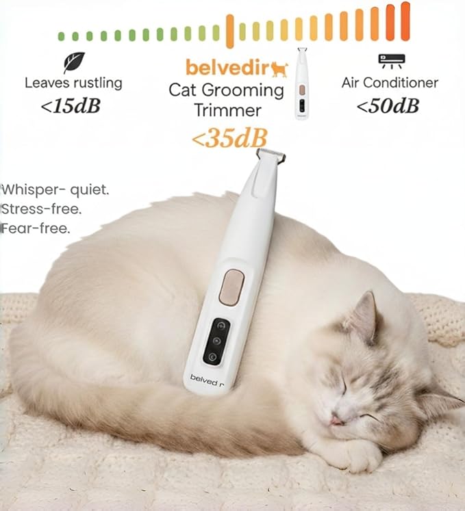 Cat Grooming Trimmer, Multifunctional Pet Hair Trimmer Waterproof Rechargeable Shaver with LED Light for Paws Eyes Ears Face Buttocks for Small Dogs and Cats