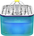 Crystal Cat Water Fountain Stainless Steel, 101oz/3L Pet Fountain with LED Light for Cats and Dogs (Green)