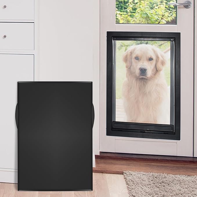 CEESC Large Dog Door for Pets Up to 220 lb, Weatherproof Pet Door with Magnetic Flap, Sturdy Weatherproof Panel and Snap-in Closing Panel Included, Suitable for Interior and Exterior Doors(XXL,Black)