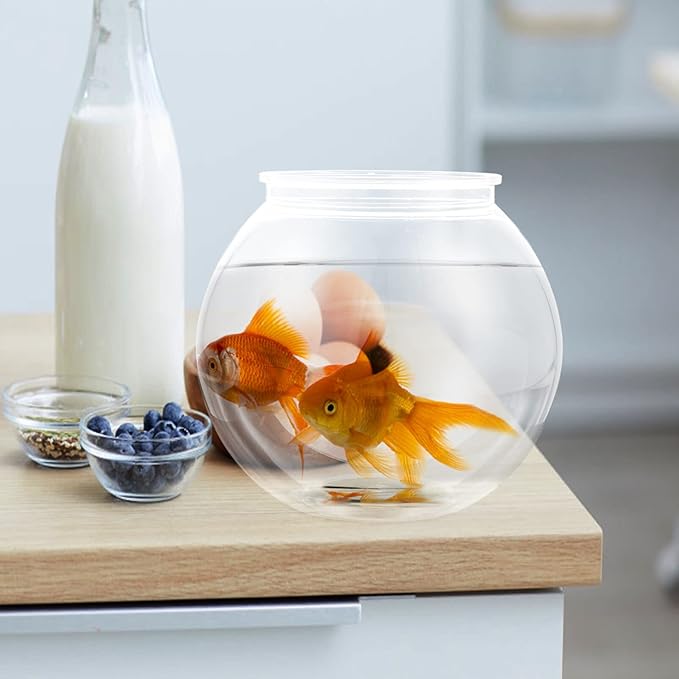 Mini Plastic Fish Bowl: Small Round Fish Tank Betta Goldfish Bowl - Transparent Aquarium Hydroponic Planter Floral Container for Centerpiece Vase, Party Decorations, Diameter 7.1Inch