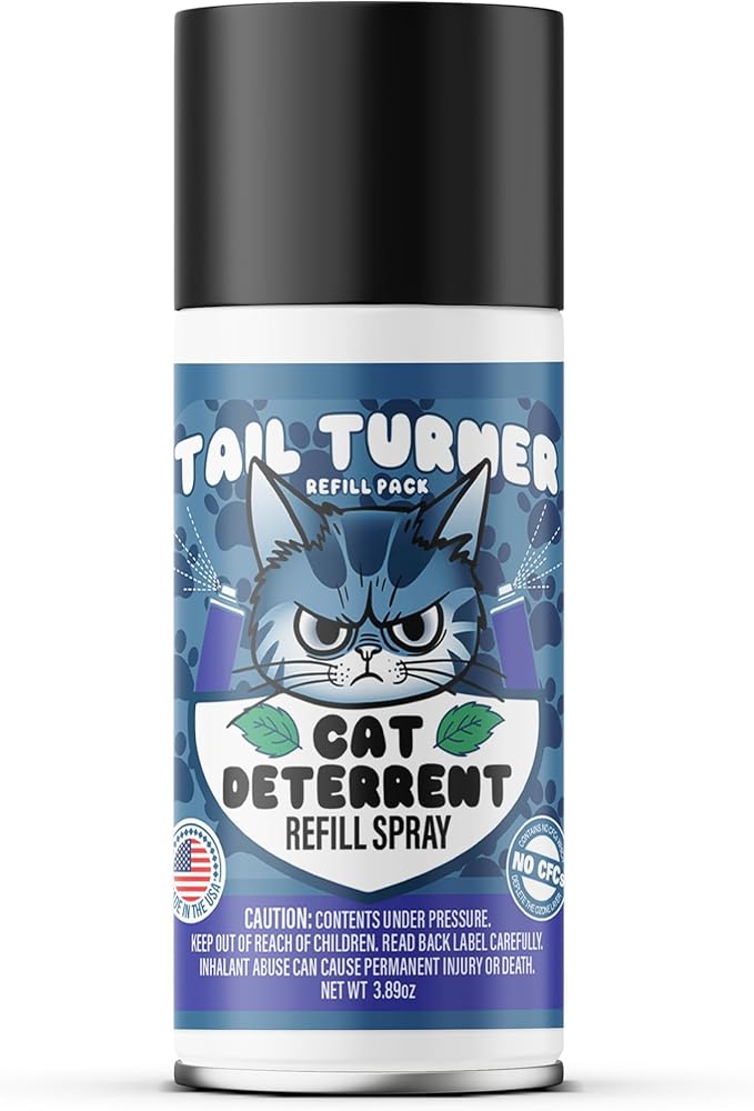 Tail Turner Cat Deterrent Spray Refill Pack - Motion-Activated Cat Deterrent Spray Compatible with SSSCAT Spray System - Safe, USA-Made Pet Training Solution for Problem Areas (1 Pack)