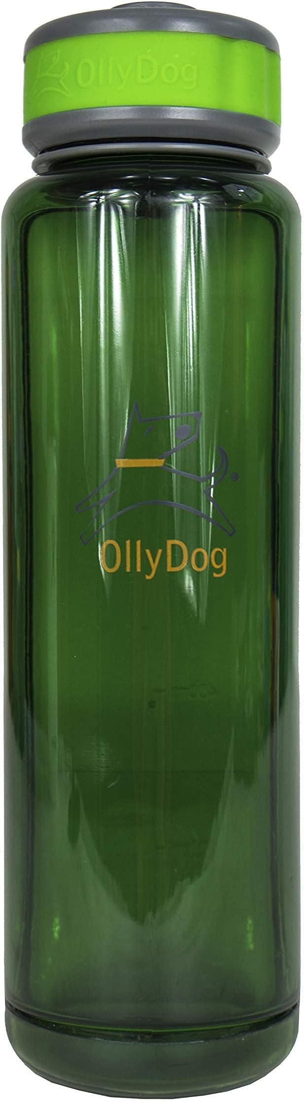 OllyDog OllyBottle | Tritan Dog Water Bottle with Detachable Bowl | BPA Free Leakproof Pet Dispenser | Hiking Travel (1L, Grass)