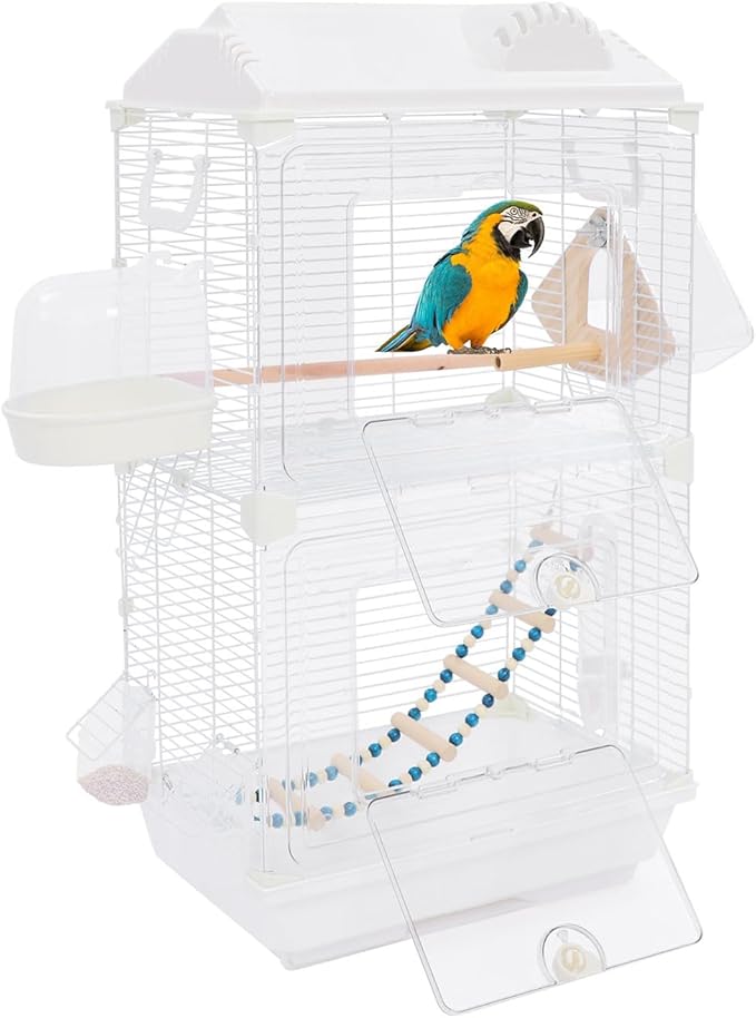 27.95 inch Flight Bird Cage Portable Bird Carrier Travel Bird Cage for Conure Sun Parakeet Green Cheek Conure Lovebird Budgie Finch Canary Travel Birdcage with Handle and Perches