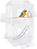 Two-Tier Bird Cage with Double-Door Design, 27.95in Roof Top Bird Cage, Parakeets Flight Parrot Cage, Medium Small Bird Cages for Their Beloved Birds, 15.74 * 11.02 * 27.95in