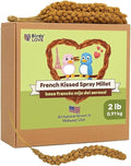 Birds LOVE 2lbs French Kissed Spray Millet for Birds – Harvested in France & Packed in The USA – 100% Natural & Sun‑Dried Millet Spray for Parakeets, Cockatiels, Conures, Parrots & Budgies