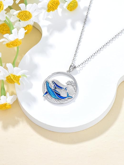 KZX Cat/Dog/Phoenix/Eagle/Whale/Shark/Puffin/Starfish/Chicken/Butterfly/Owl/Bee/Frog/Seahorse Necklace Sterling Silver Animal Pendant Jewelry Gift for Women