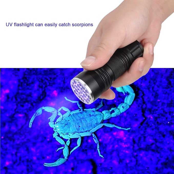 Flashlight, Light Mini Torch Light Urine Light Detector 21 LED Flashlight Ultra Violet Pet Urine Detector Light for Dog Cat (Without Tail Strap)