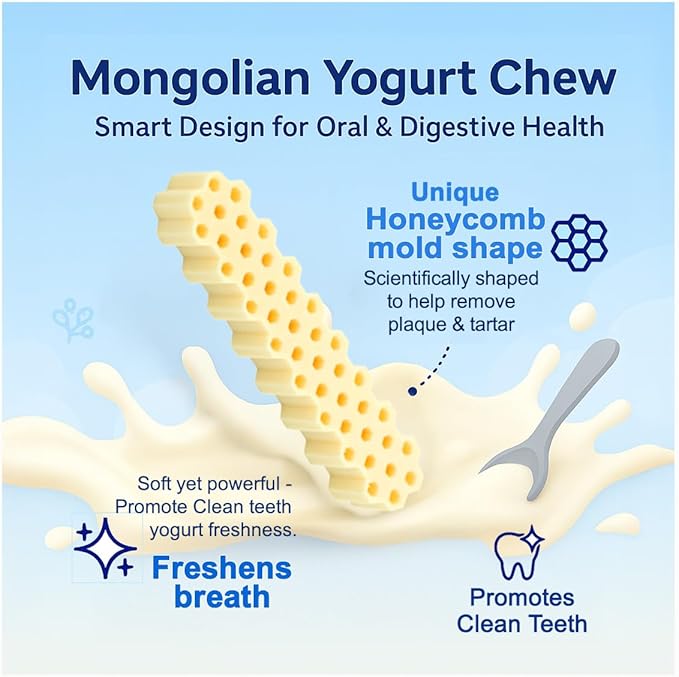 Dog Gut & Immune Health Bundle – Mongolian Yogurt Dental Chews (Probiotic & Prebiotic) + Fucoidan Superfood Supplement for Digestive Support & Vitality