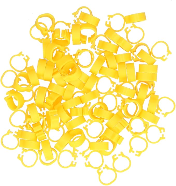 Fydun 100PCS S Leg Rings, 8mm Pigeons Identification Poultry Plastic Bird Foot Clip Pool Vacuum Hoses Bands No Words SuppliesOrange Health Supplies Band for Identify Orange (Yellow)