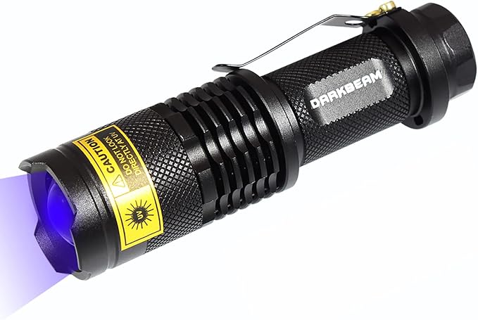 DARKBEAM UV 365nm Light Wood's lamp Blacklight Ultraviolet Flashlight LED Portable Mini Handheld Torch Detector for Dog Urine Pet Stains 370nm Anti-counterfeiting Identification, Resin Curing