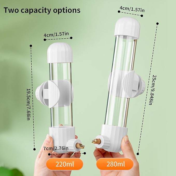 AOTU 7.4 Fl Oz Bird Water Dispenser Automatic No Mess Bird Water Feeder Parakeet Water Dispenser, Clear Cage Water Drinker for Conure Cockatiels African Grey Amazon Parrot Lovebirds & Canary