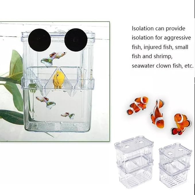 Generic Aquarium Fish Tank Hatchery Incubator Breeding Box, Transparent Fish Isolation Box Acclimation Hatchery, for Baby Fish Shrimp Clownfish Guppy (S)