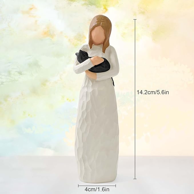 Cuayaes Black Cat Memorial Gifts for Women, Resin Cat Figurines Decor for Cat Lovers, Pet Friendship Guardian Angel Statue, Loss of Cat Sympathy Gift Remembrance Gifts for Cat Mom