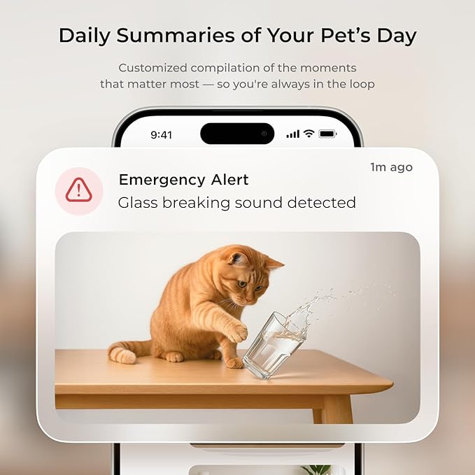 Petcube Cam 360 Camera Interactive WiFi Pet and Home Security Pan-Tilt Camera with Phone App, 1080p HD Video, 360° Rotation, Night Vision, AI Alerts