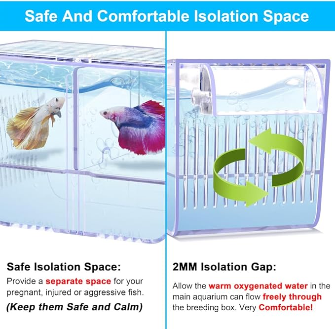 Fish Breeding Box Aquarium Holding Tank Transparent Fish Isolation Box Acclimation Hatchery Incubator Breeder for Betta Shrimp Clownfish Guppy(Size S)