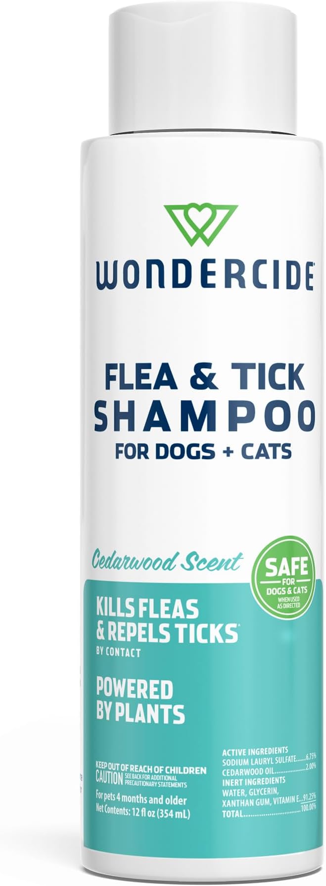 Wondercide - Flea & Tick Shampoo for Dogs and Cats - Flea and Tick Treatment with Natural Essential Oils - for Pets Over 4 Months - Powered by Plants - Cedarwood - 12 Fl oz