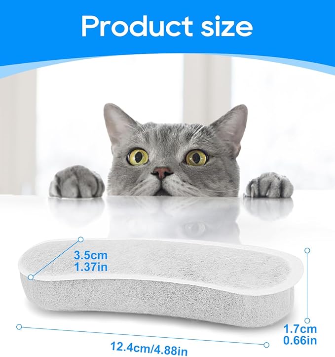 Pet Fountain Filters for Dog Waterer Fountain Compatible with W600 Automatic Dog Water 205oz/6L Dispenser, 8 Pack Large Pet Fountains Filter Replacement Fit for Cat Water Drinking Bowl