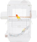 2-Tier Bird Cage 28 Inch Large Birdcage with Roof Features and Rolling Stand Birds Amusement Park for Parrots Cockatiels Budgie Conures Lovebirds
