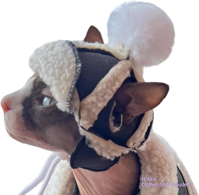 Cat Hats for Cats Only, Warm Cat‘s Beret Hat with Ear Holes, Pilot Cap Tiny Pets Party Costume, Cat Headwear Mini Hat SnugFit Sliding Toggles for Best Fit (Grey, Small (4-9.9 lbs))
