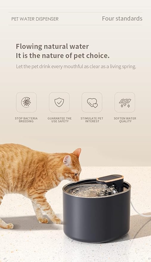 101oz/3L Stainless Steel Pet Fountain, Automatic Cat Water Fountain Dog Water Dispenser with Smart Pump for Cats, Dogs, Multiple Pets