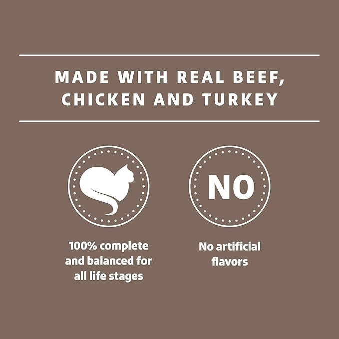 Amazon Brand - Wonder Bound Gourmet Wet Cat Food in Gravy Variety Pack (Turkey, Chicken, Beef), Poultry, Made in USA, 3 Ounce (Pack of 24)