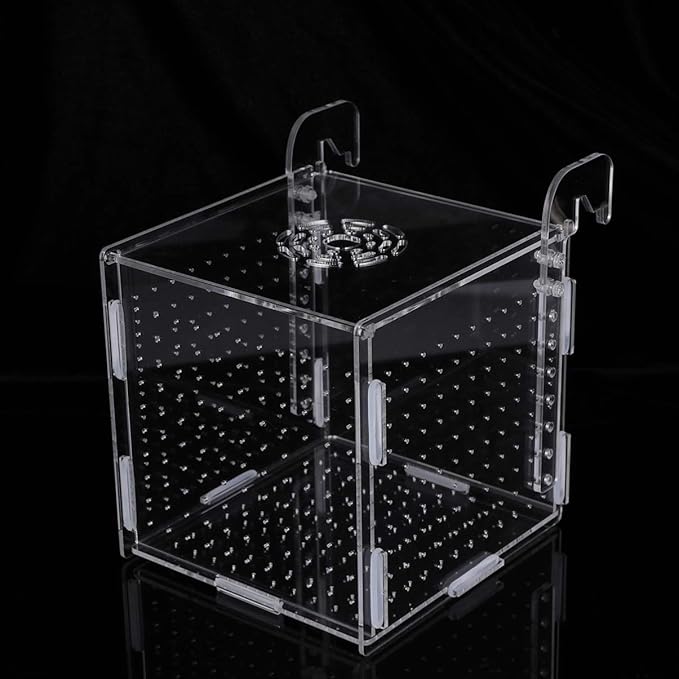 Aquarium Fish Breeding Box - Transparent Acrylic Fish Tank Hatchery Hanging Incubator for Shrimp Clownfish (Hook 151516cm)