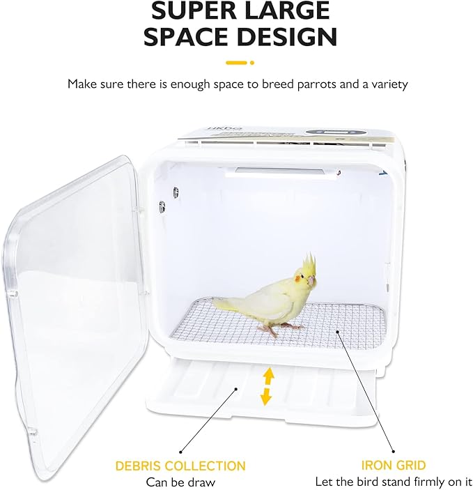 Small Full Featured Brooder/Portable Intensive Care Unit for Warming Parrot or Sick and Injured Birds,Baby Bird Incubator,Parrot Cage with Heating,Comes with Car Power Cord