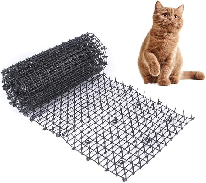 Cat Deterrent Mat Garden Cat Stopper Repellent Mat Flat Prickle Strip Dog Digging Deterrent for Indoor and Outdoor Black M