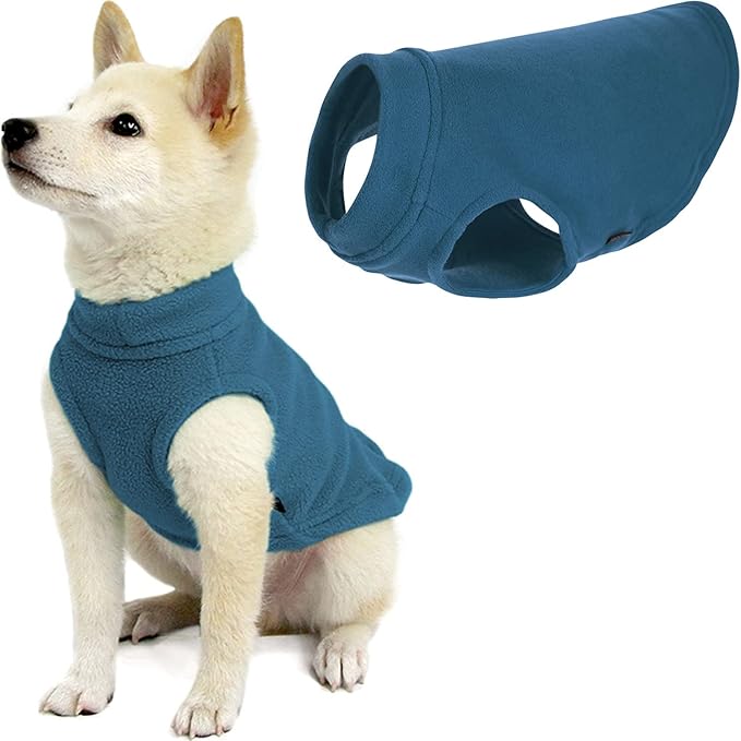 Gooby - Stretch Fleece Vest, Pullover Fleece Vest Jacket Sweater for Dogs, Steel Blue, Small