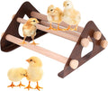 Baby Chick Perch, Durable Metal Stand with Wooden Roosting Bar for coop and brooder, Training Chicken Perch Easy to Assemble and Clean, Fun Toys for Chick (Grey Wood, Wooden Bars)