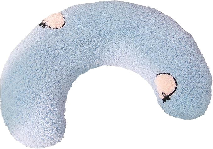 TJE Pet Calming Pillow Soft Plush Washable - Neck Support, Anxiety Relief, Joint Comfort for Small/Medium/Large Dogs & Cats (Blue Semicircle)