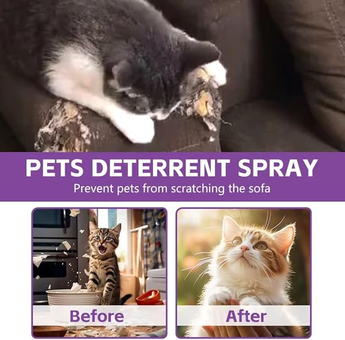 Cat Deterrent Spray for Indoor and Outdoor, Cat Scratch Deterrent for Furniture Protection, Anti Marking Deterrent for Sofas and Carpet, Natural Ingredients