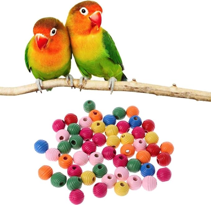 50Pcs/Bag Colour Wooden Bird Parrot Bite Multipurpose Colorful DIY Beads Decoration Accessories Pet Supplies