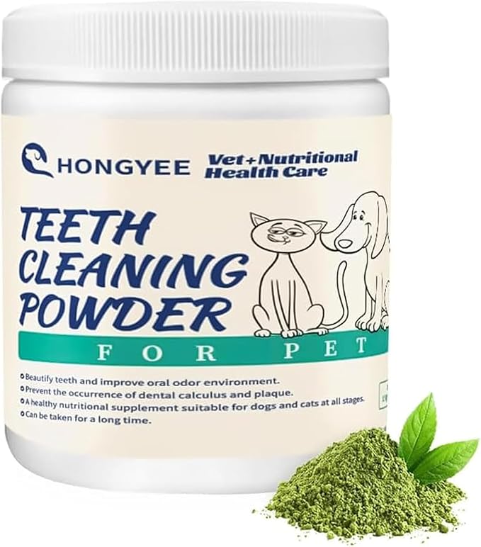 Dog Teeth Cleaning Powder 150g, Dog Breath Freshener, Effectively removes Tartar and Bad Breath, inhibits Plaque, Suitable for Dogs and Cats' Teeth Care Powder