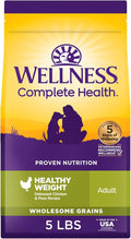 Wellness Complete Health Healthy Weight Adult Dry Dog Food, Wholesome Grain Kibble, Chicken and Peas Recipe, 5 lb Bag