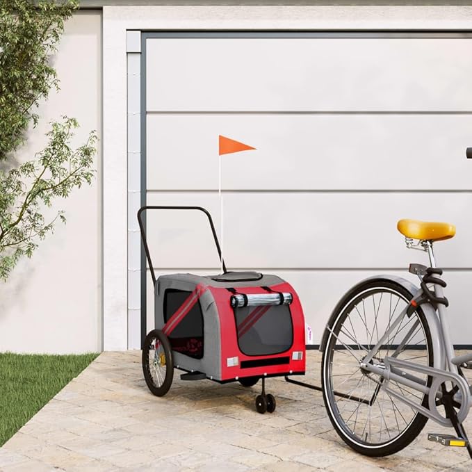 Pet Bike Trailer for Small Dogs, Durable Oxford Fabric with Weatherproof & Scratch-Resistant Design, Zippered Doors and Mesh Windows for Safe Outdoor Rides