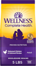 Wellness Complete Health Adult Dry Dog Food, Wholesome Grain Kibble, Natural, Chicken and Oatmeal Recipe, 5 lb Bag