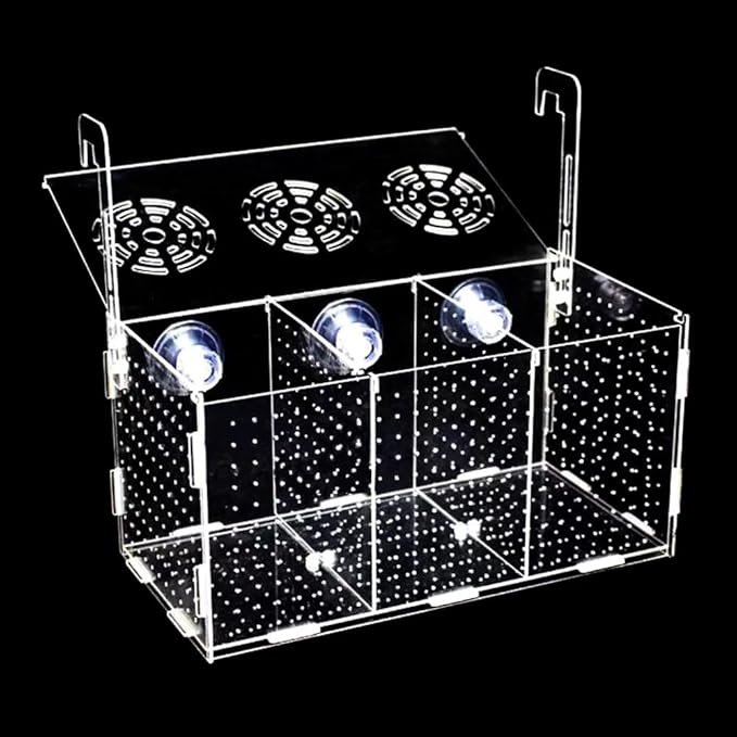 Fish Breeding Box, Acrylic Isolation Box Separator for Aquarium Hatchery Incubator with Suction Cups for Baby Fish Shrimp Clownfish (11.8 * 5.9 * 5.9 inch)