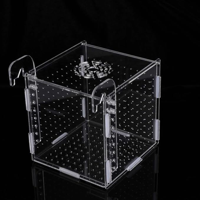 Aquarium Fish Breeding Box - Transparent Acrylic Fish Tank Hatchery Hanging Incubator for Shrimp Clownfish (Hook 151516cm)