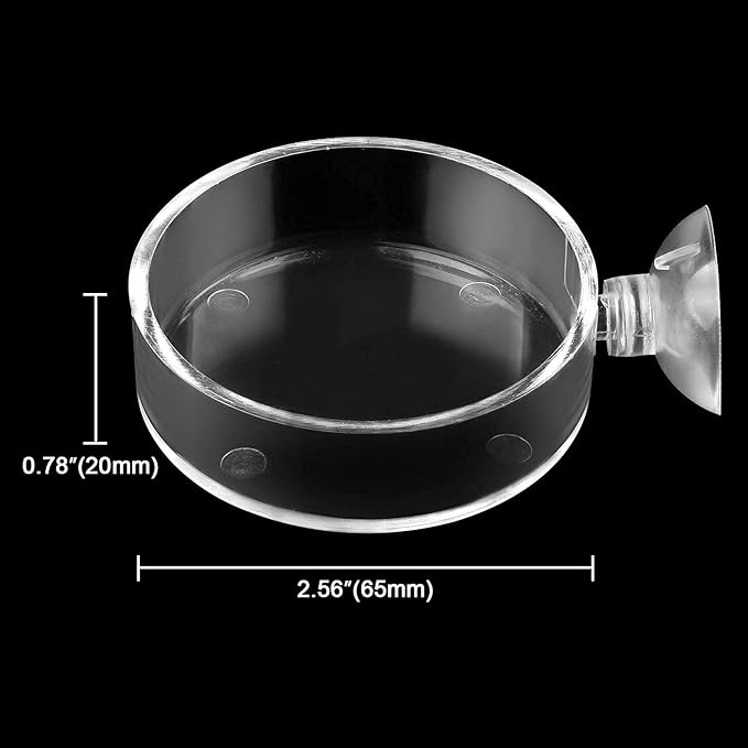 Aquarium Shrimp Feeder Dish Round Fish Tank Feeder Bowls Clear Aquarium Feeding Cup with Suction Cup
