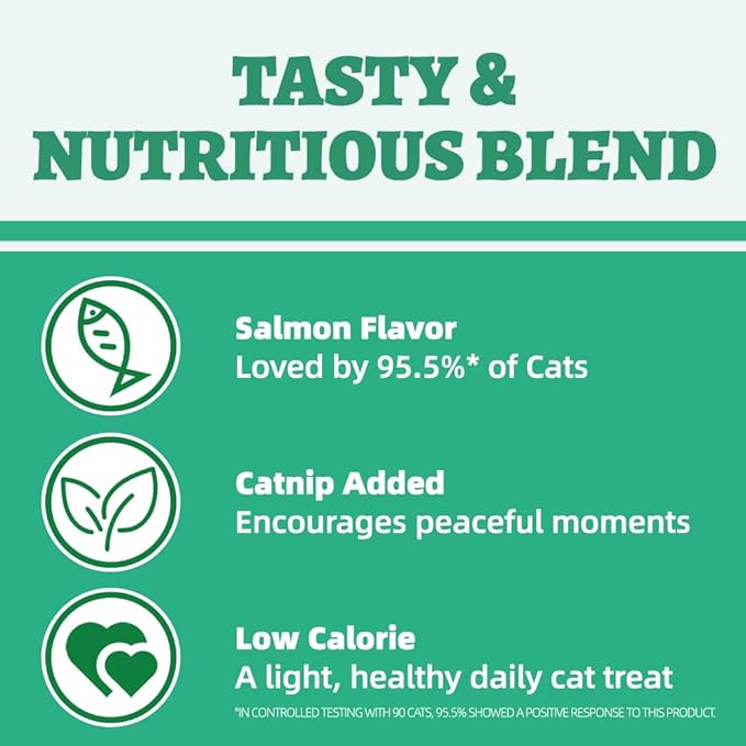 Wellix 13.05oz Catnip Treats for Cats -Healthy Cat Treats for Indoor Cat with Digestive Support - Crunchy Kitten Snacks for Training Biscuits,Food Toppers,Dental Chews with Real Salmon