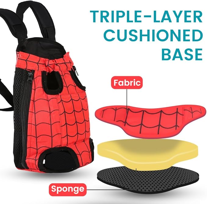 Dog Backpack Carrier, Front Pocket for Essentials, Pet Sling Front Backpacks for Small Medium Dogs 7-11 Lbs, Legs Out, Adjustable Wearable Puppy Chest Travel Bag, Easy-Fit for Hiking/Walking/Camping