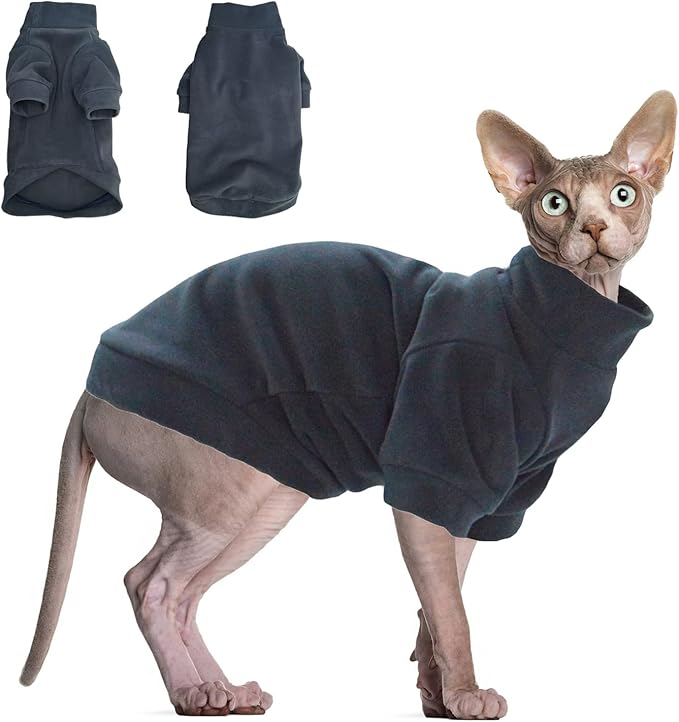 Sphynx Cat Sweater Hairless Cat Clothes Sweater Shirt Soft Warm Long Sleeves Pullover Pet Clothes Pajamas Dog Cloth for Small Dogs Jumpsuit Pet Sweaters (Dark Blue, X-Large)