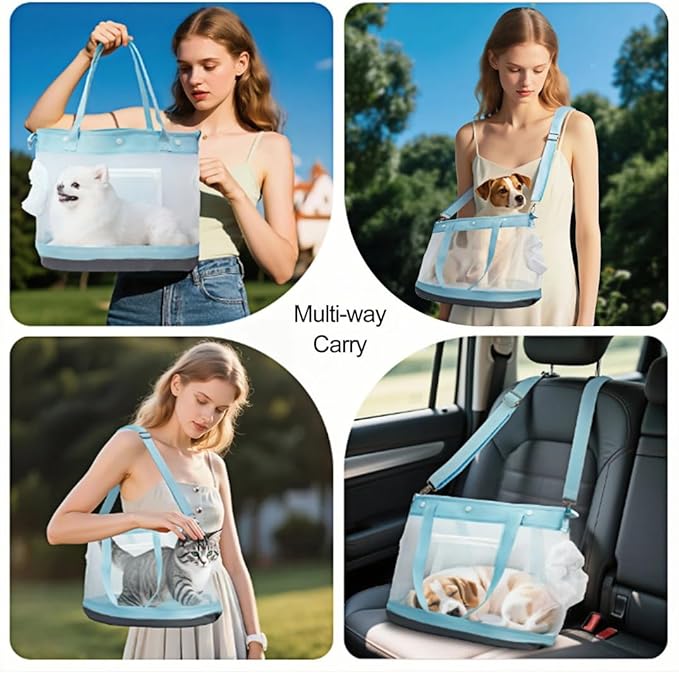 Dog Purse Carrier for Small Dogs - Pet Carrier for Cat, Soft Sided Dog Carrier for Small Animals,Collapsible Breathable Lightweight Pet Carrier Sling for Outing Travel Vet-Light Blue